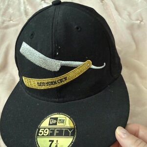 New Era Black Cap with Gold and White Razor Design